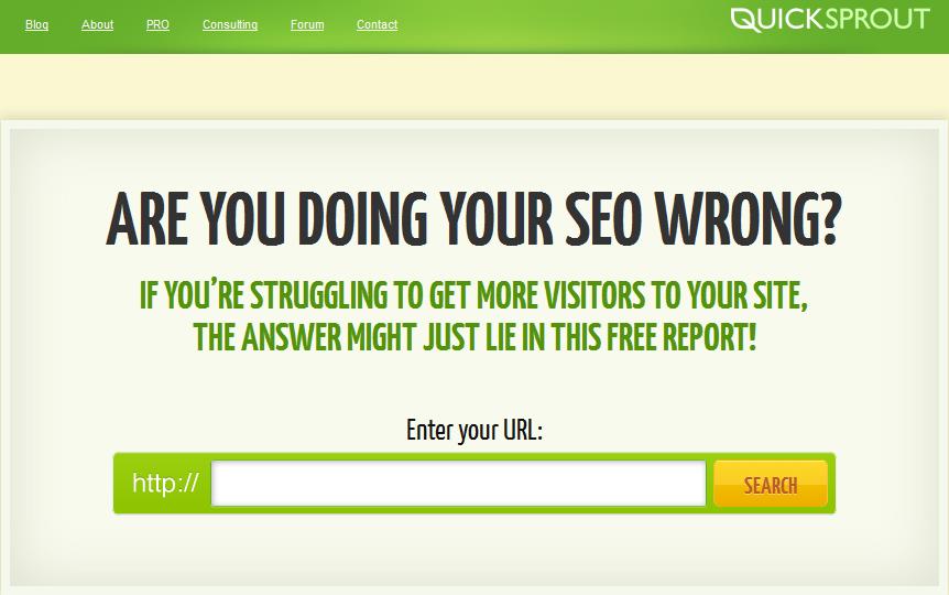 Quicksprout Site Analyser Tool SEO