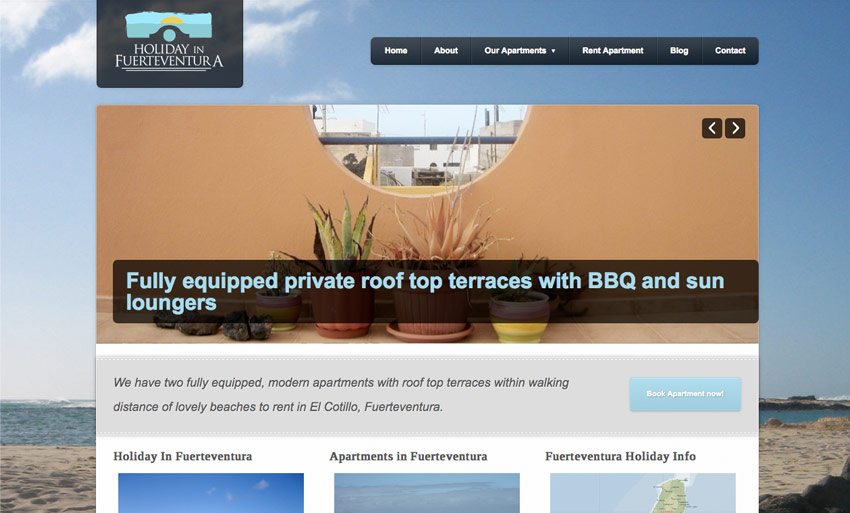 WordPress Web Design - Holiday in Fuerteventura Website - Homepage